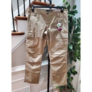 LAPG Women's Solid Tan Polyester Pull On Mid Rise Straight Legs Tactical Pant 12
